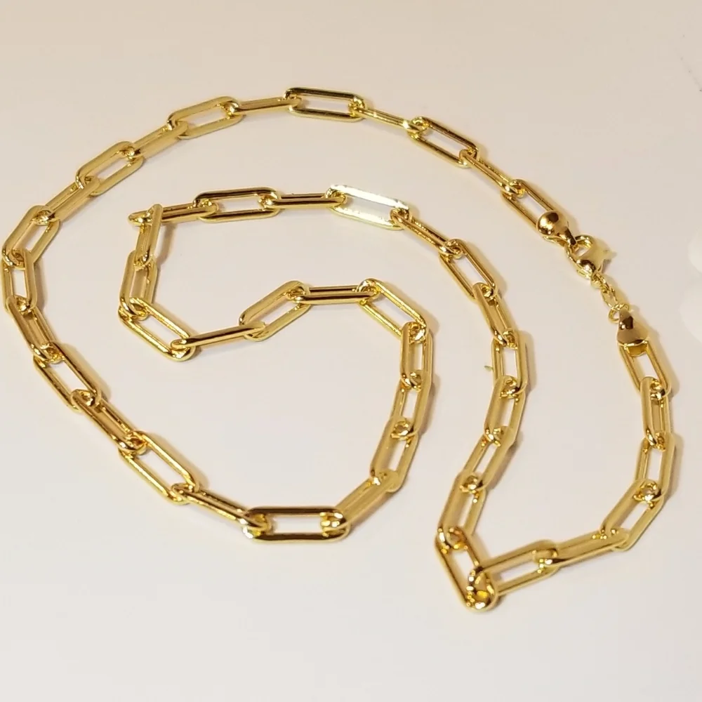 18K Gold Filled Paperclip Chain Necklace NEW